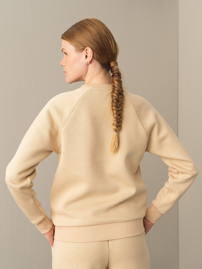 Bej Regular Fit Bisiklet Yaka Pamuklu Sweatshirt - 5