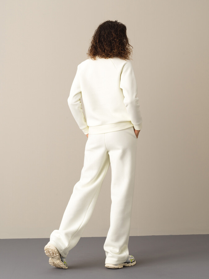 Ekru Regular Fit Bisiklet Yaka Pamuklu Sweatshirt - 4