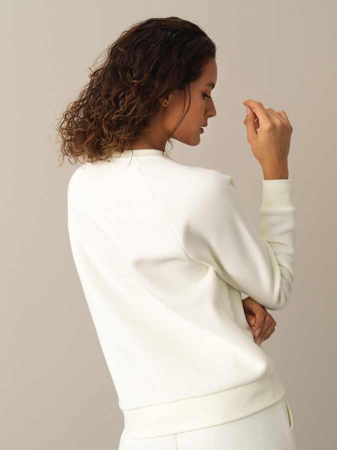 Ekru Regular Fit Bisiklet Yaka Pamuklu Sweatshirt - 3
