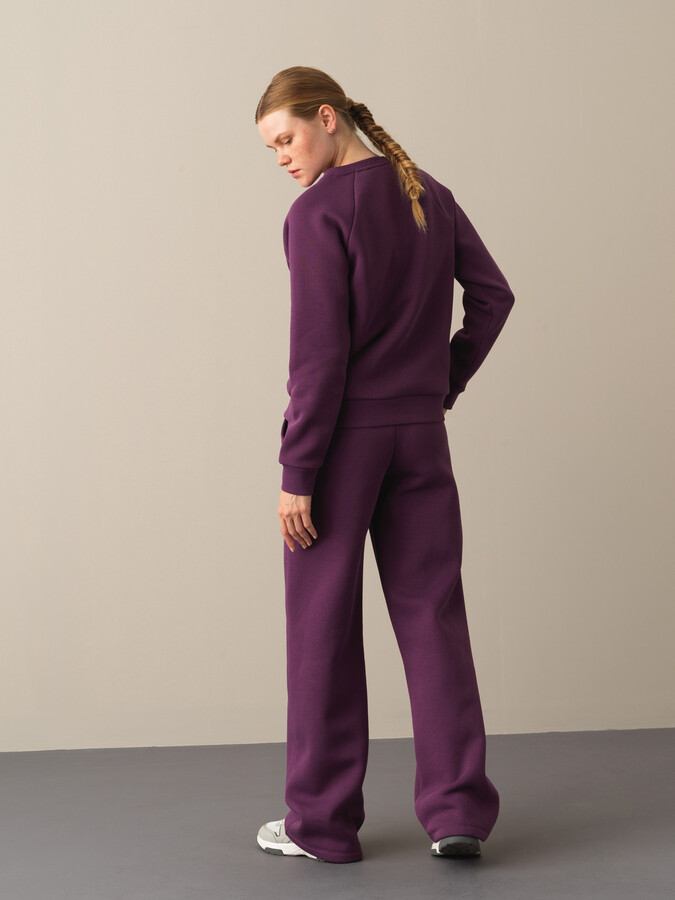 Mor Regular Fit Bisiklet Yaka Pamuklu Sweatshirt - 4