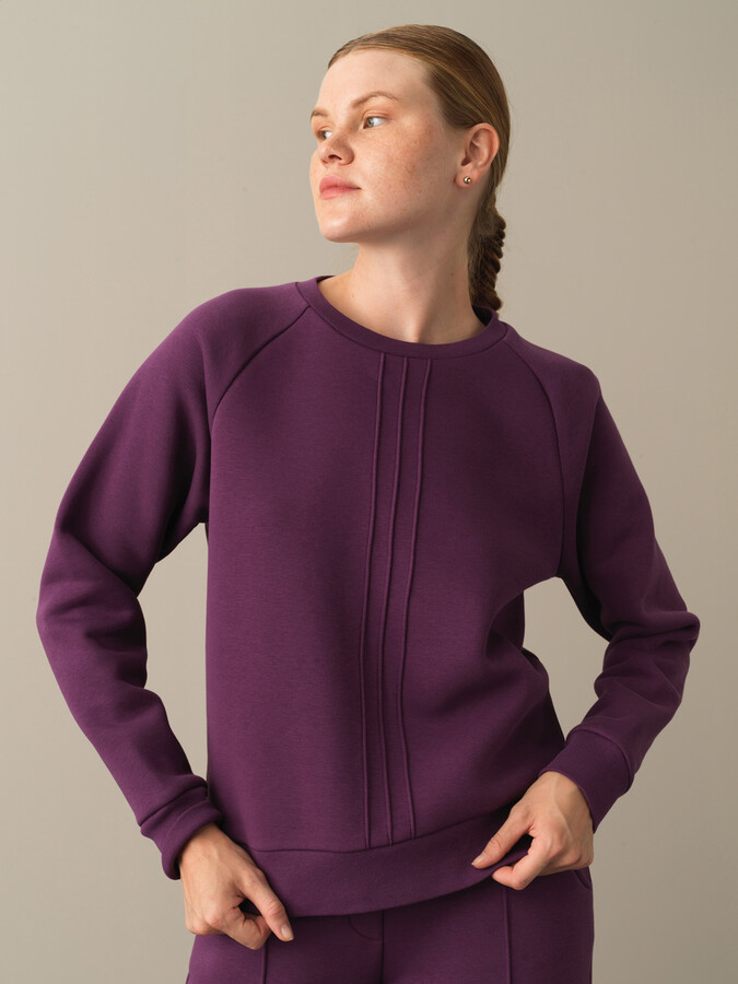 Mor Regular Fit Bisiklet Yaka Pamuklu Sweatshirt - 1