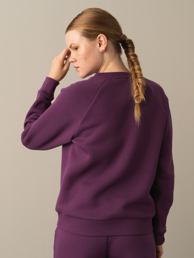 Mor Regular Fit Bisiklet Yaka Pamuklu Sweatshirt - 3