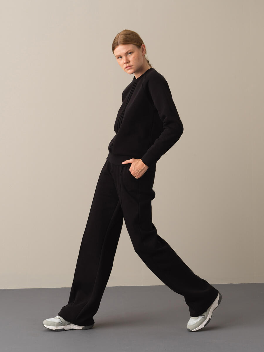 Siyah Pamuk Dokulu Regular Fit Sweatshirt - 4