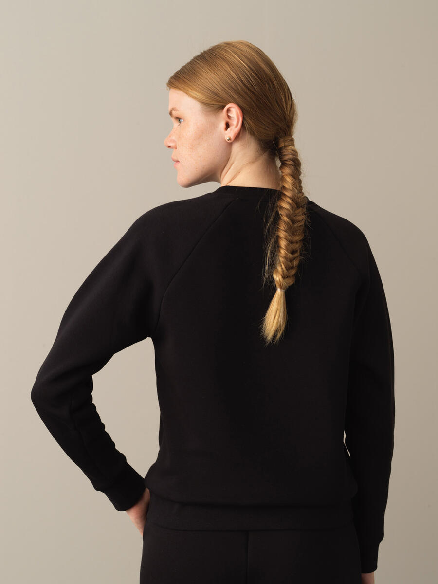 Siyah Pamuk Dokulu Regular Fit Sweatshirt - 5