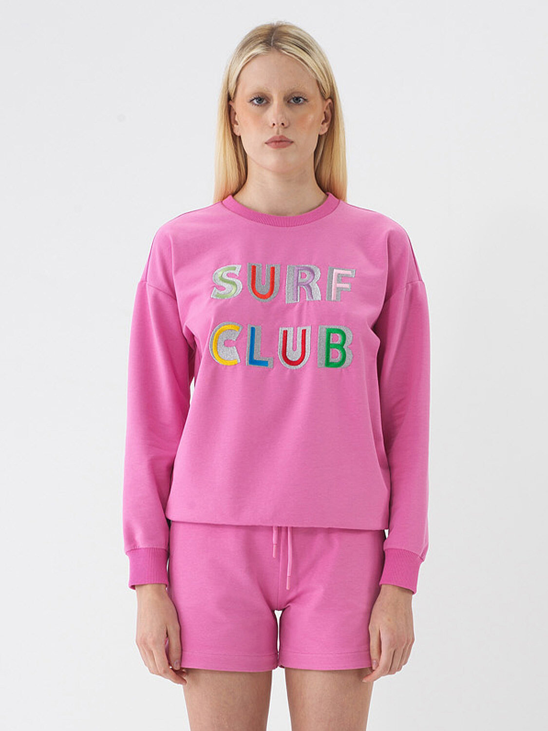 Pembe Pamuk Dokulu Oversize Sweatshirt (1)