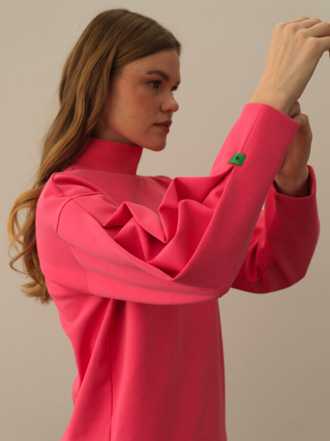 Pembe Pamuk Dokulu Oversize Sweatshirt - Xint