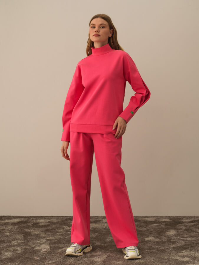 Pembe Pamuk Dokulu Oversize Sweatshirt - Xint