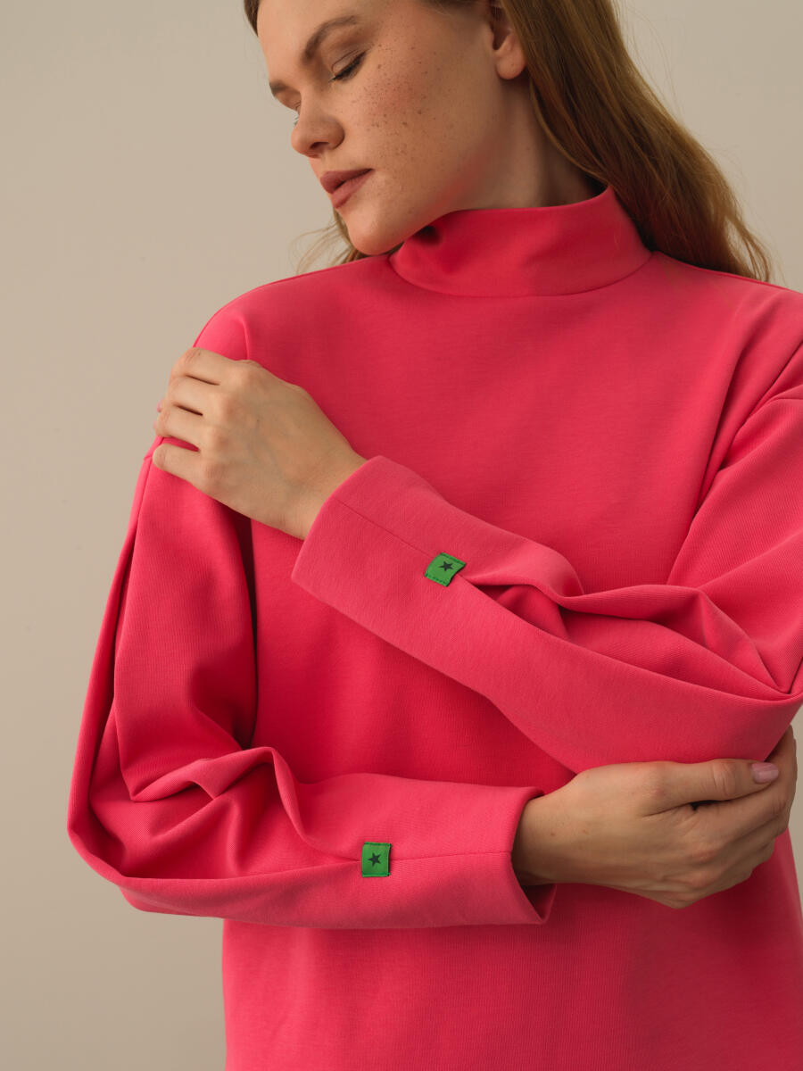 Pembe Pamuk Dokulu Oversize Sweatshirt - 3