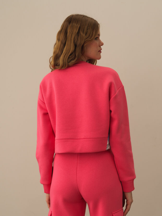 Pembe Pamuk Dokulu Oversize Sweatshirt - Xint