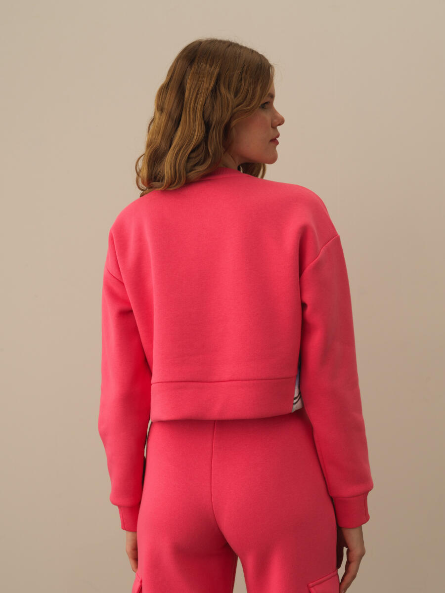 Pembe Pamuk Dokulu Oversize Sweatshirt - 4