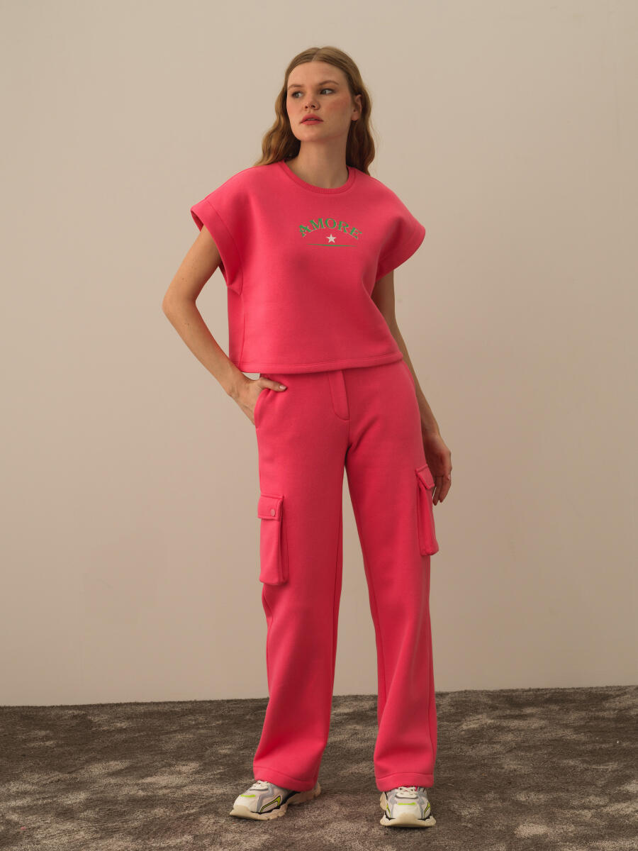 Pembe Pamuk Dokulu Oversize Sweatshirt - 2