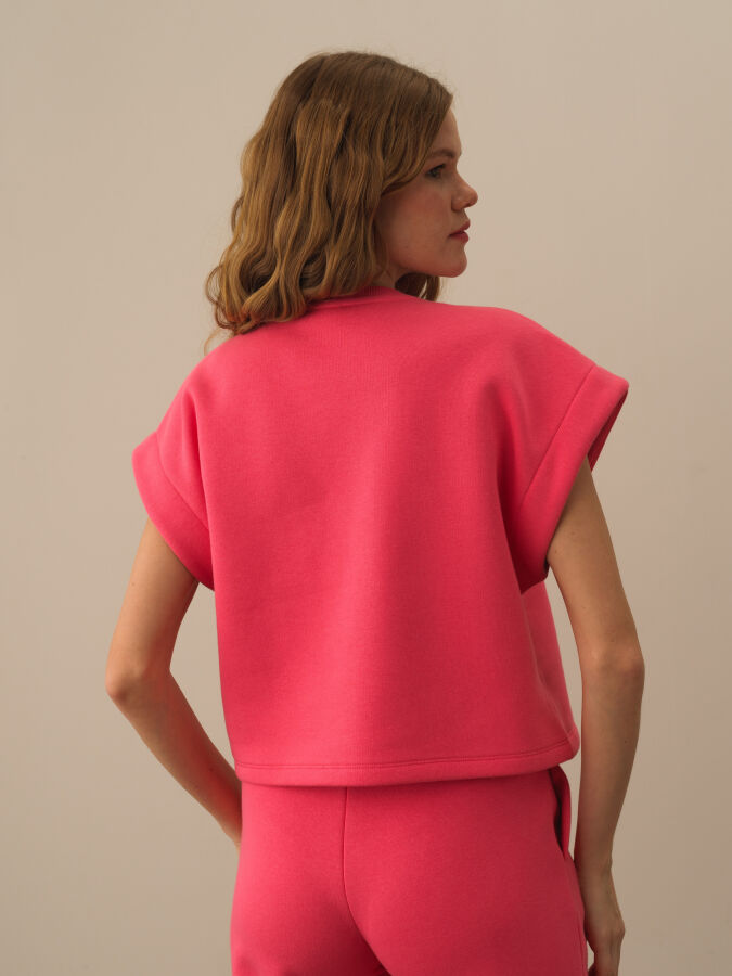 Pembe Pamuk Dokulu Oversize Sweatshirt - Xint