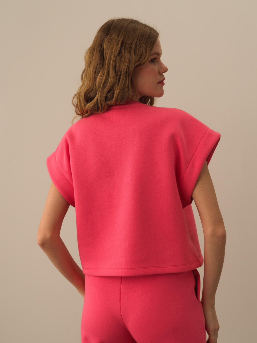 Pembe Pamuk Dokulu Oversize Sweatshirt - 3