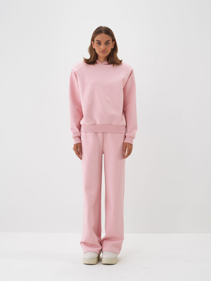 Pembe Pamuk Dokulu Oversize Sweatshirt - Xint