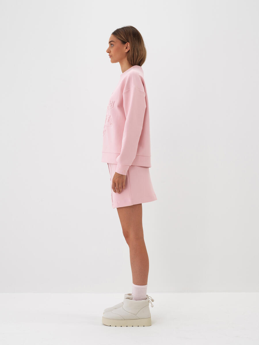 Pembe Pamuk Dokulu Oversize Sweatshirt - 4