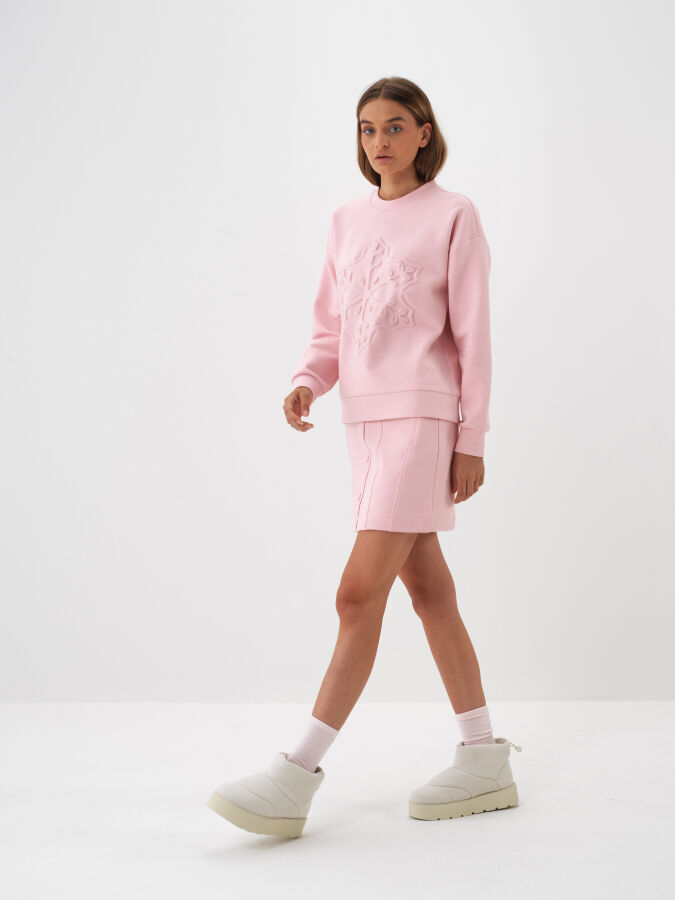 Pembe Pamuk Dokulu Oversize Sweatshirt - Xint