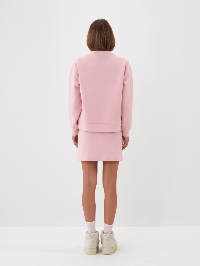 Pembe Pamuk Dokulu Oversize Sweatshirt - Xint