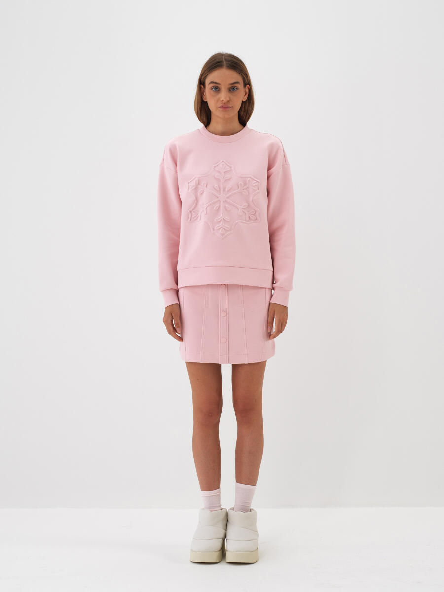 Pembe Pamuk Dokulu Oversize Sweatshirt