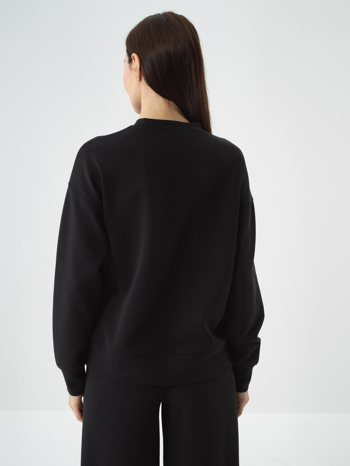 Siyah Modal Dokulu Oversize Sweatshirt - 4