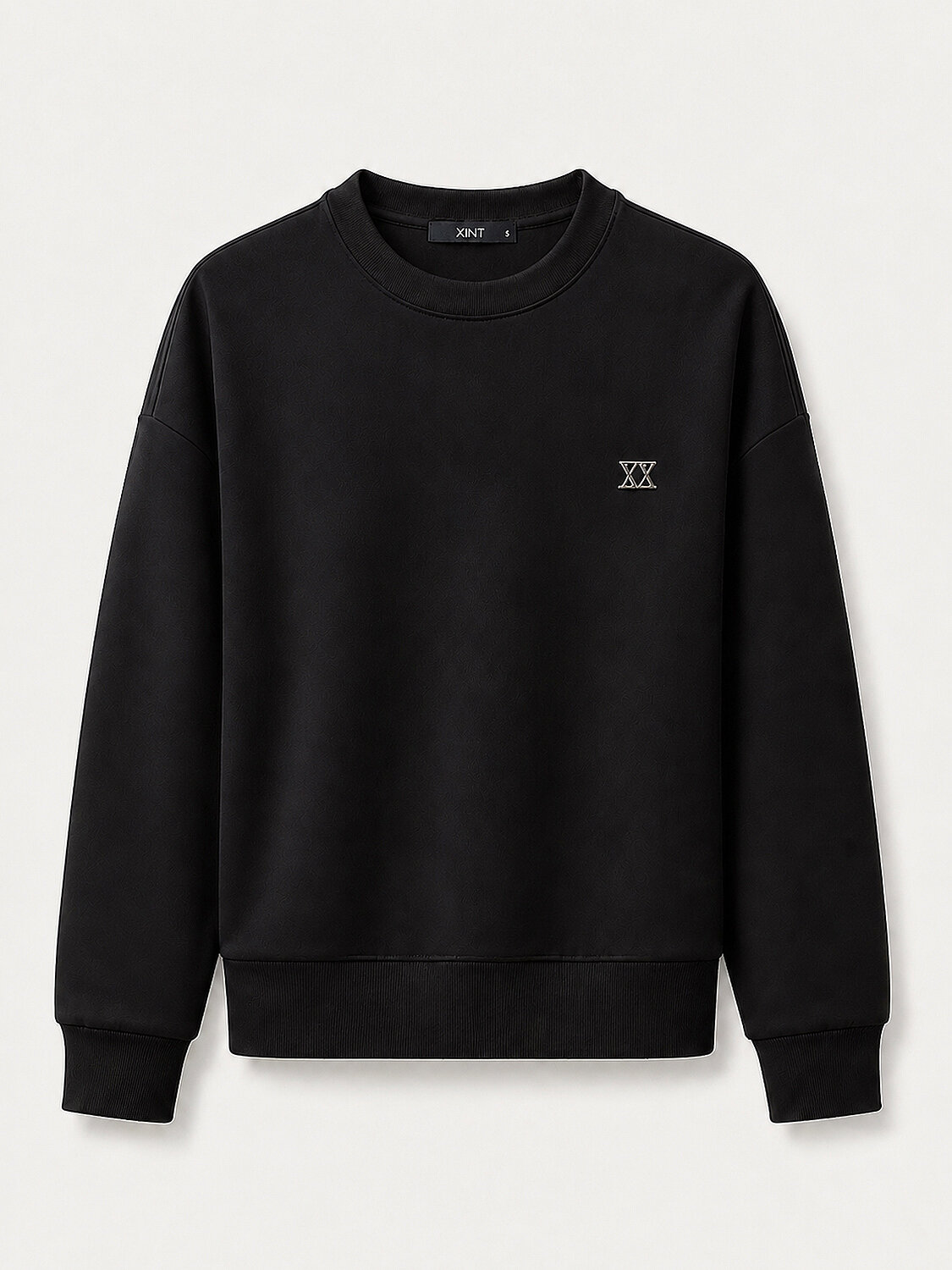 Siyah Modal Dokulu Oversize Sweatshirt