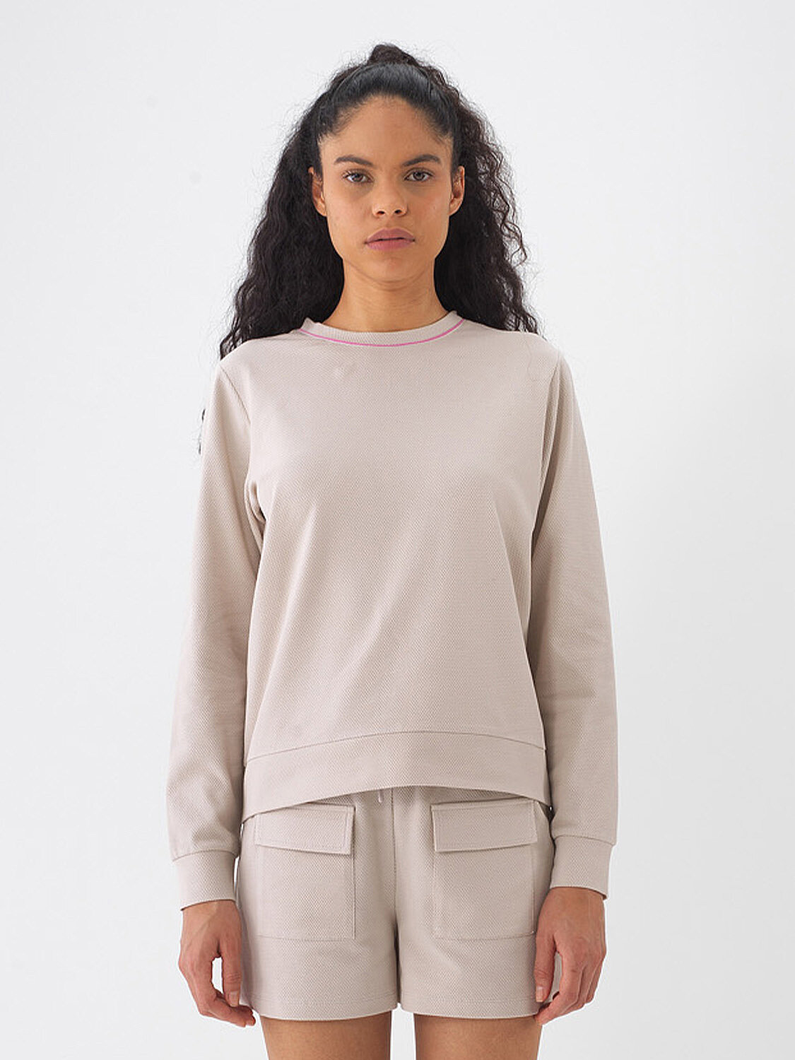 Taş Rengi Pamuk Dokulu Regular Fit Sweatshirt