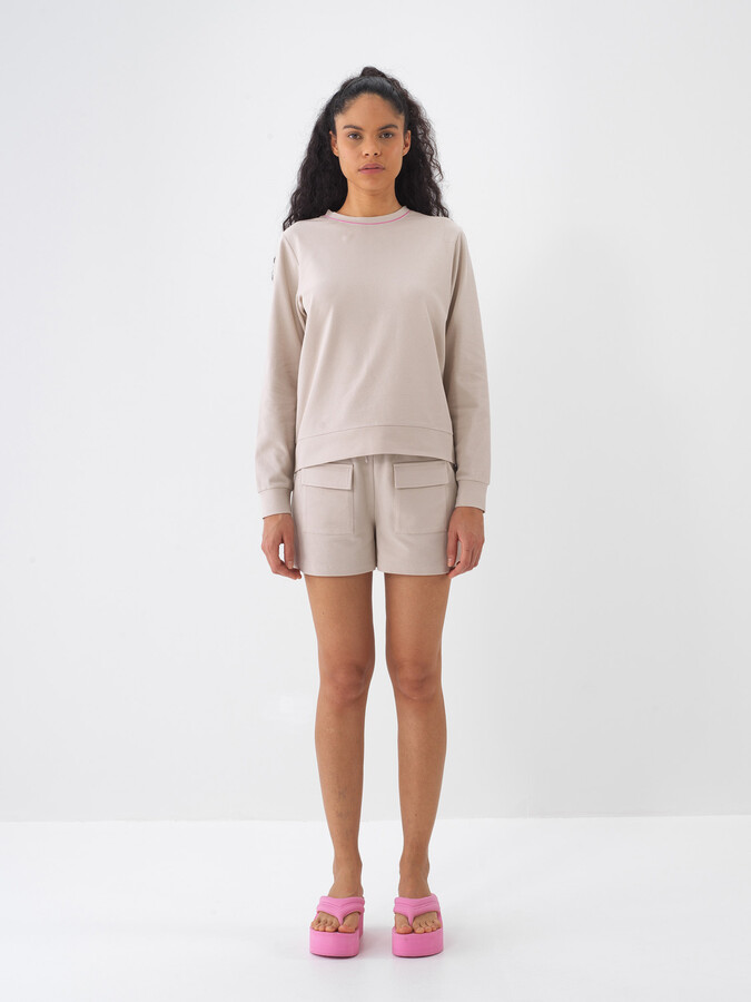 Taş Rengi Pamuk Dokulu Regular Fit Sweatshirt (1)