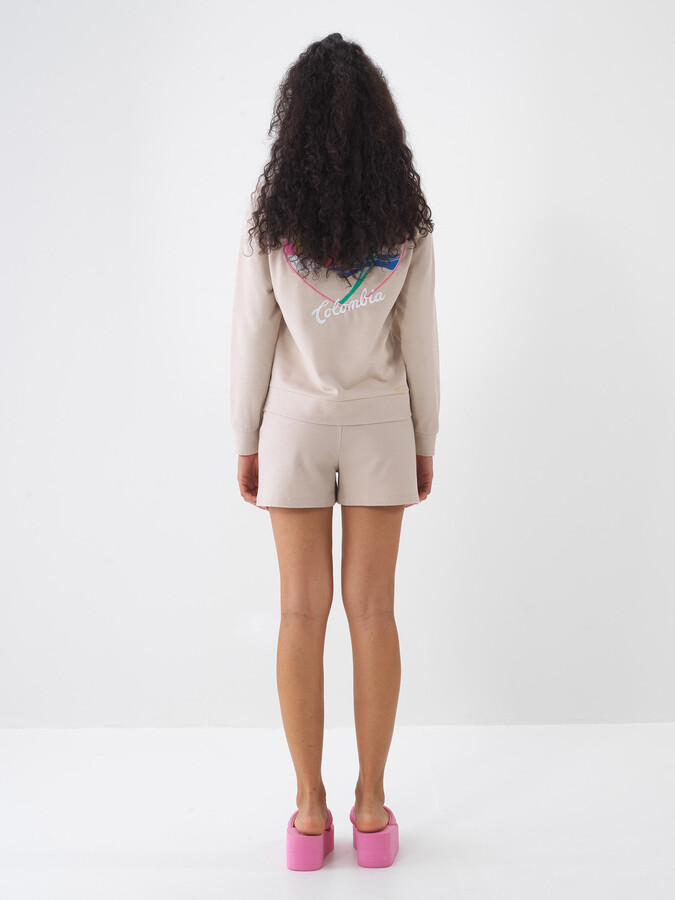 Taş Rengi Pamuk Dokulu Regular Fit Sweatshirt - 5