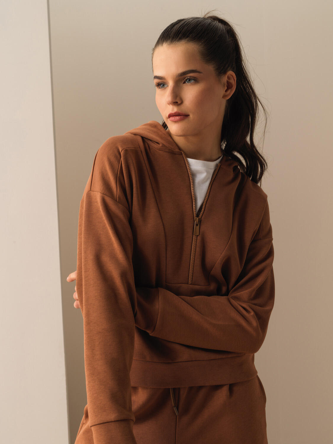 Vizon Pamuk Dokulu Oversize Sweatshirt