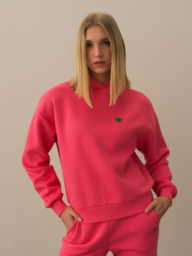 Xint Toptan Pembe Pamuk Dokulu Oversize Sweatshirt