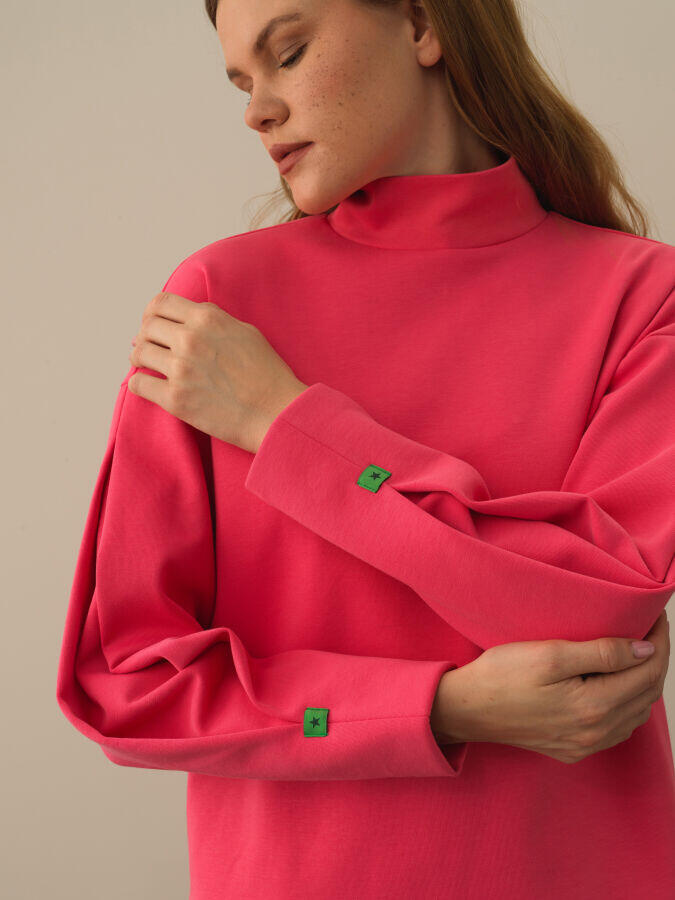 Xint Toptan Pembe Pamuk Dokulu Oversize Sweatshirt
