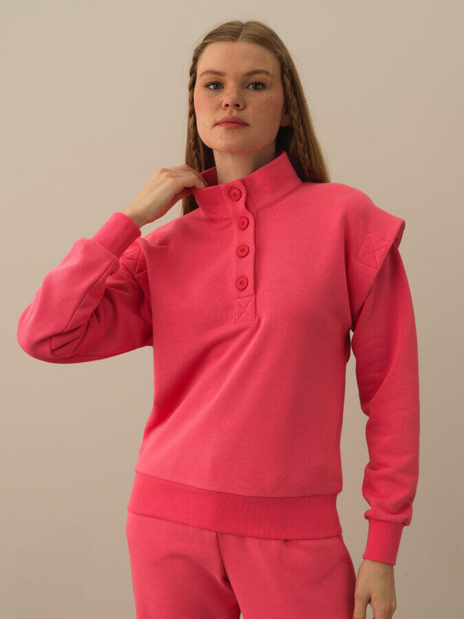 Xint Toptan Pembe Pamuk Dokulu Regular Fit Sweatshirt
