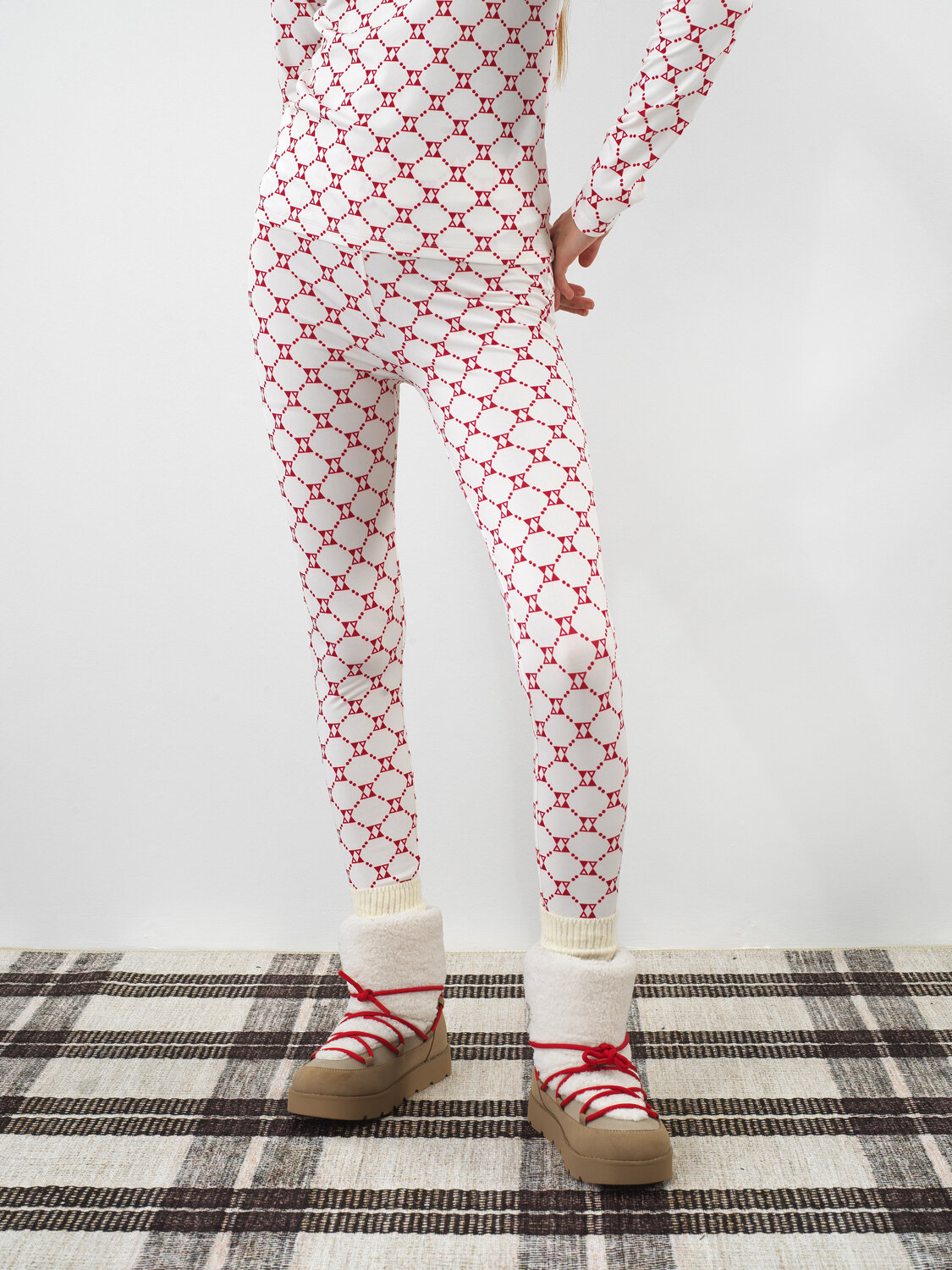 Ekru Esnek Dokulu Slim Fit Tayt - Xint