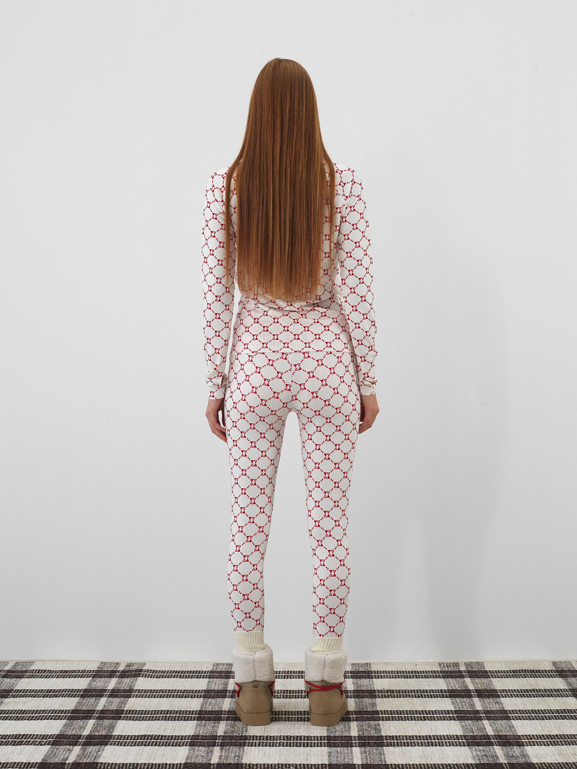 Ekru Esnek Dokulu Slim Fit Tayt - Xint