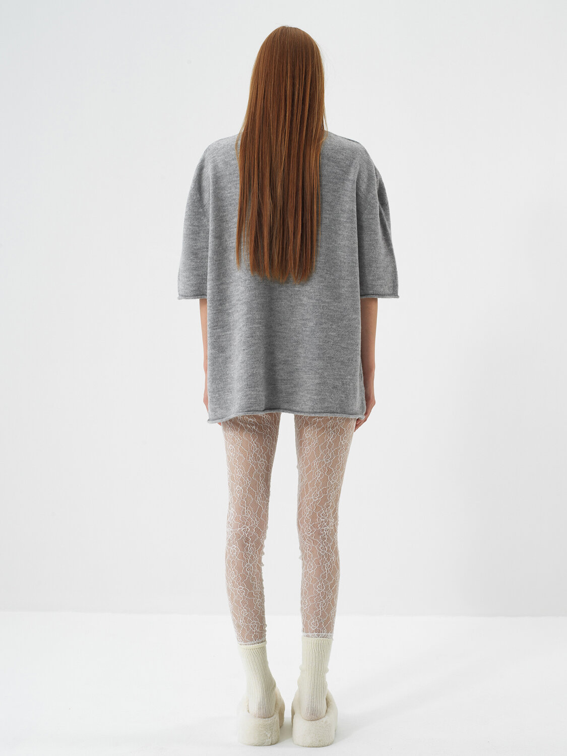 Ekru İnce Dantel Detaylı Slim Fit Tayt - Xint