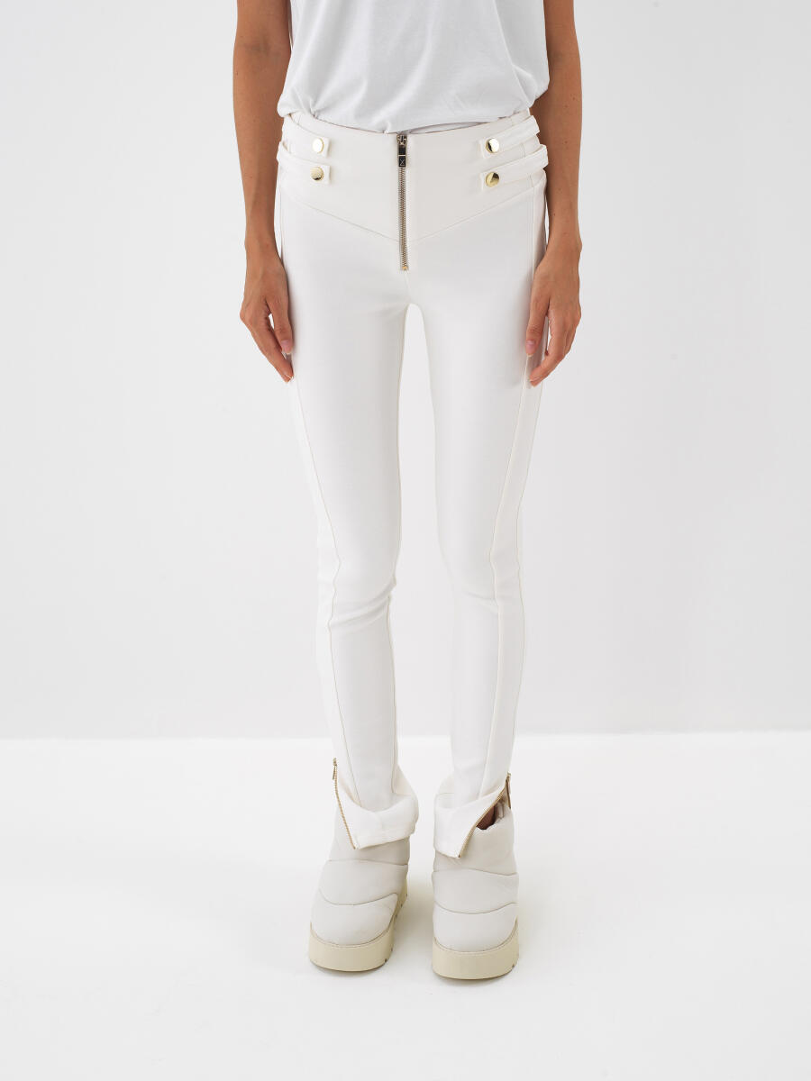 Ekru Pamuk Dokulu Slim Fit Tayt - 2