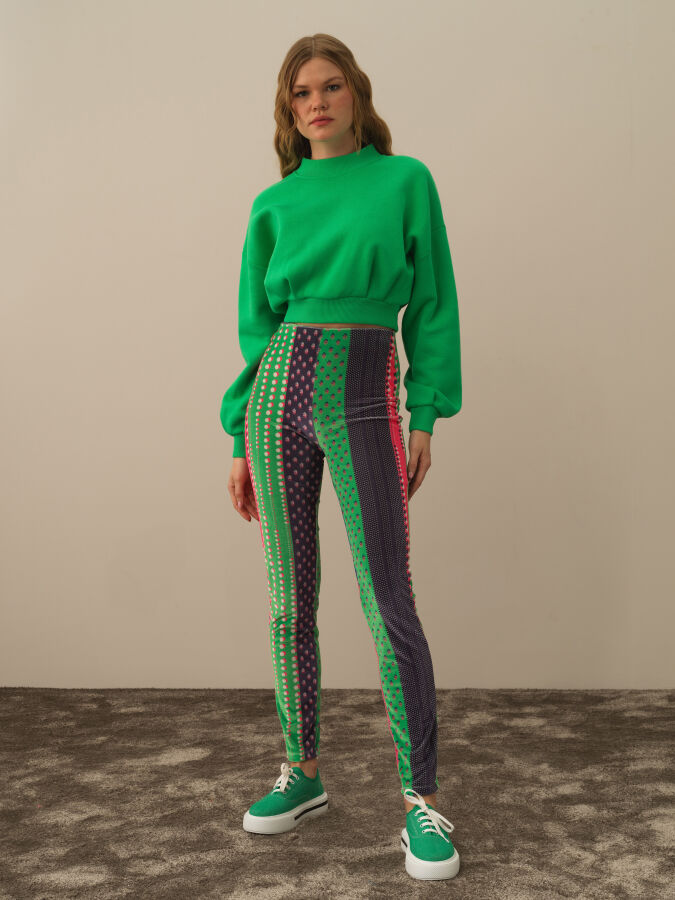 Pembe Esnek Dokulu Slim Fit Tayt - Xint