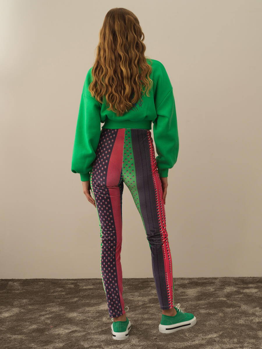 Pembe Esnek Dokulu Slim Fit Tayt - 3