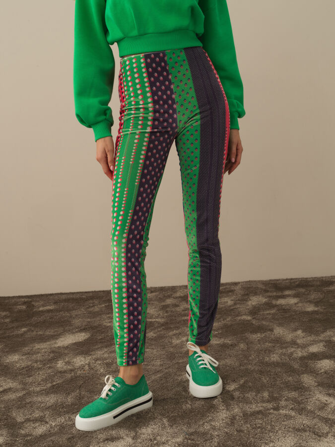 Pembe Esnek Dokulu Slim Fit Tayt - Xint