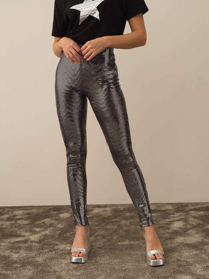 Xint Toptan Siyah Esnek Dokulu Slim Fit Tayt