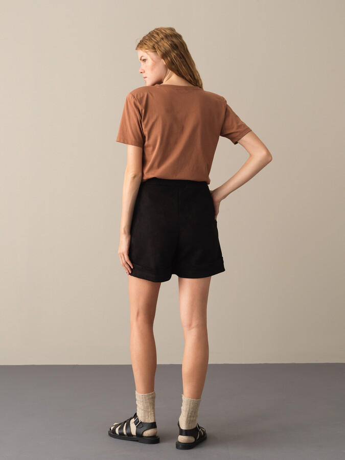 Camel Pamuk Dokulu Regular Fit Vatkalı Tişört - Xint