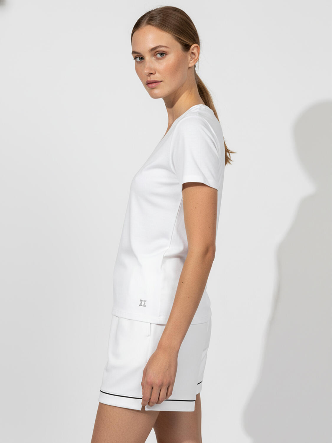 Beyaz Pamuk Dokulu Regular Fit Tişört - 2