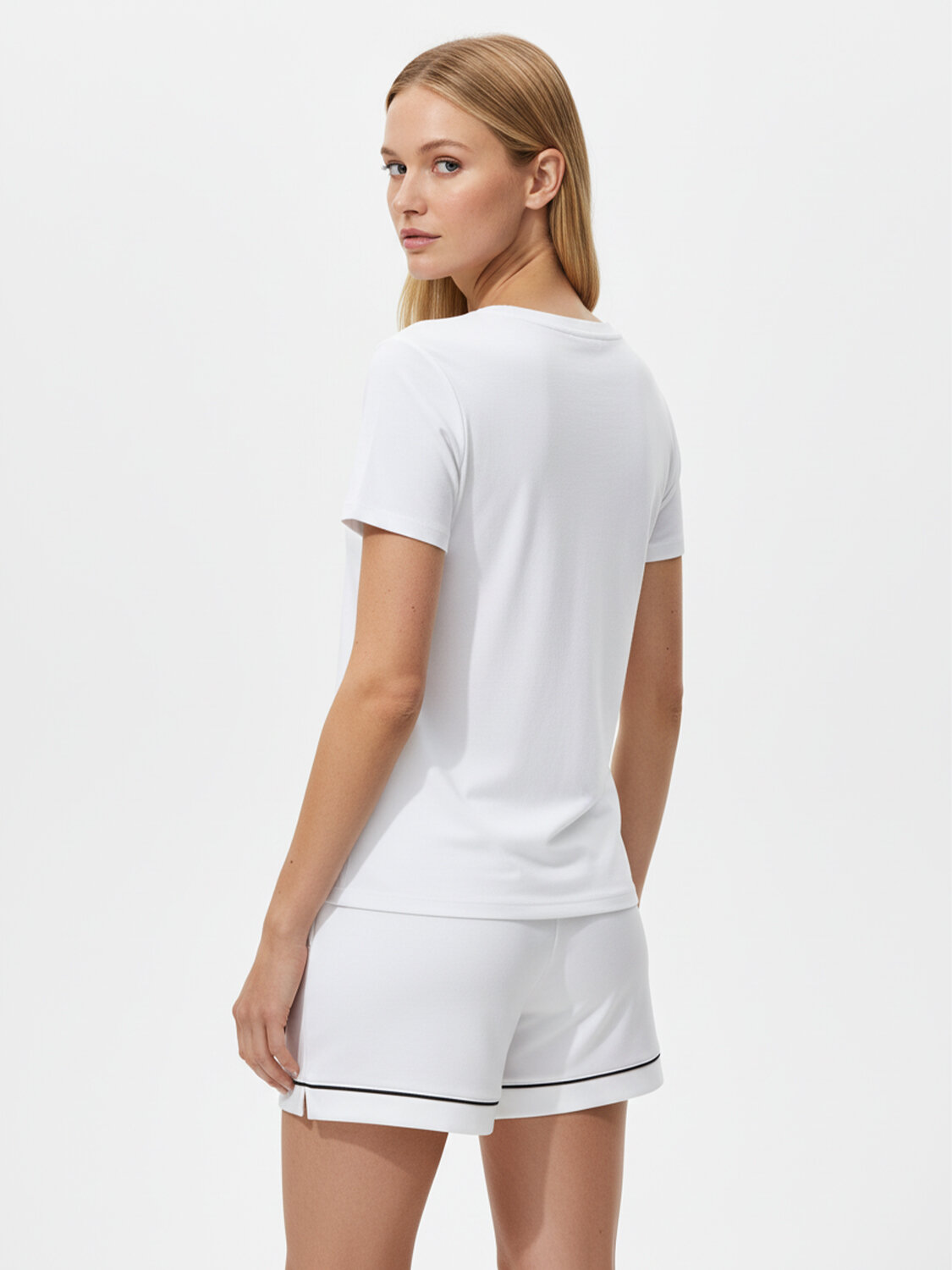 Beyaz Pamuk Dokulu Regular Fit Tişört - 3