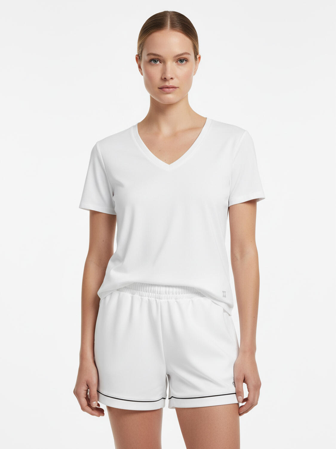 Beyaz Pamuk Dokulu Regular Fit Tişört - 1