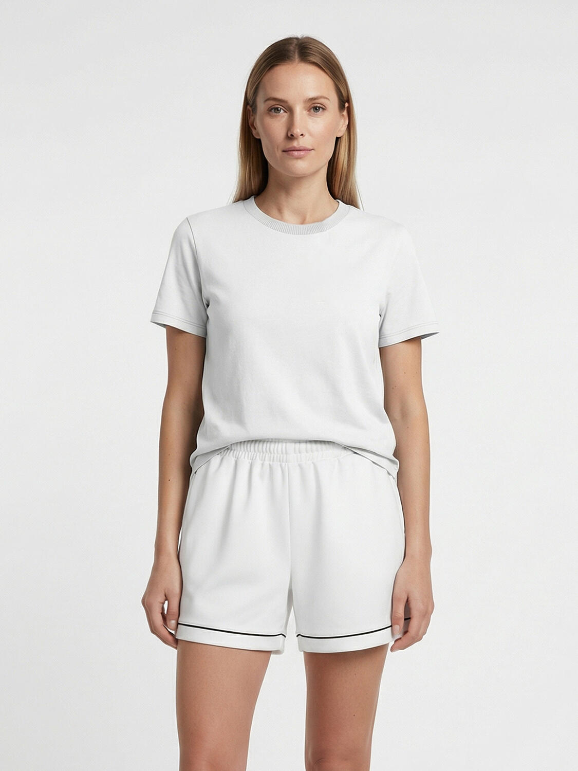 Beyaz Pamuk Dokulu Regular Fit Tişört - 1