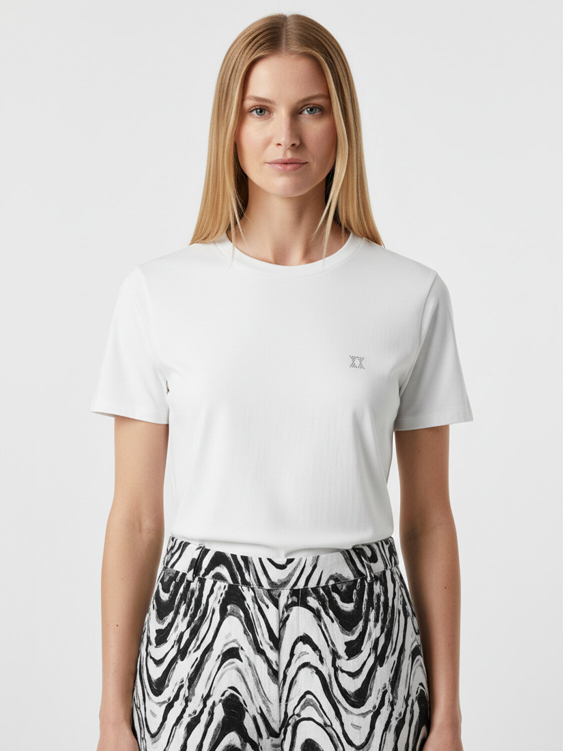 Beyaz Pamuk Dokulu Regular Fit Tişört