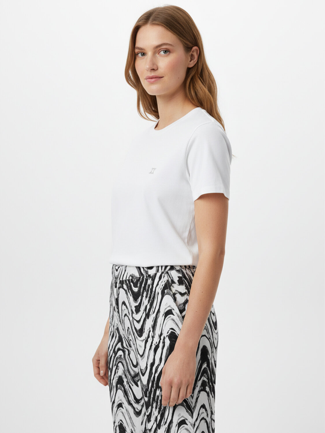 Beyaz Pamuk Dokulu Regular Fit Tişört - 3