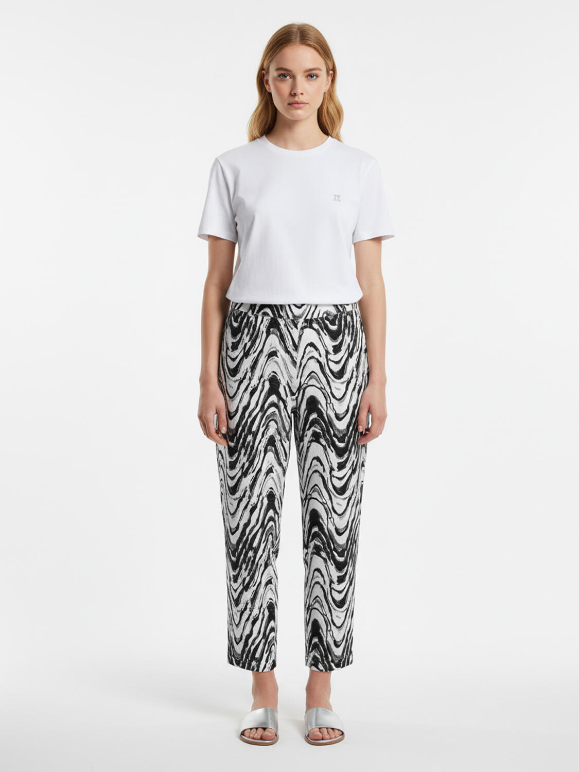 Beyaz Pamuk Dokulu Regular Fit Tişört - 2