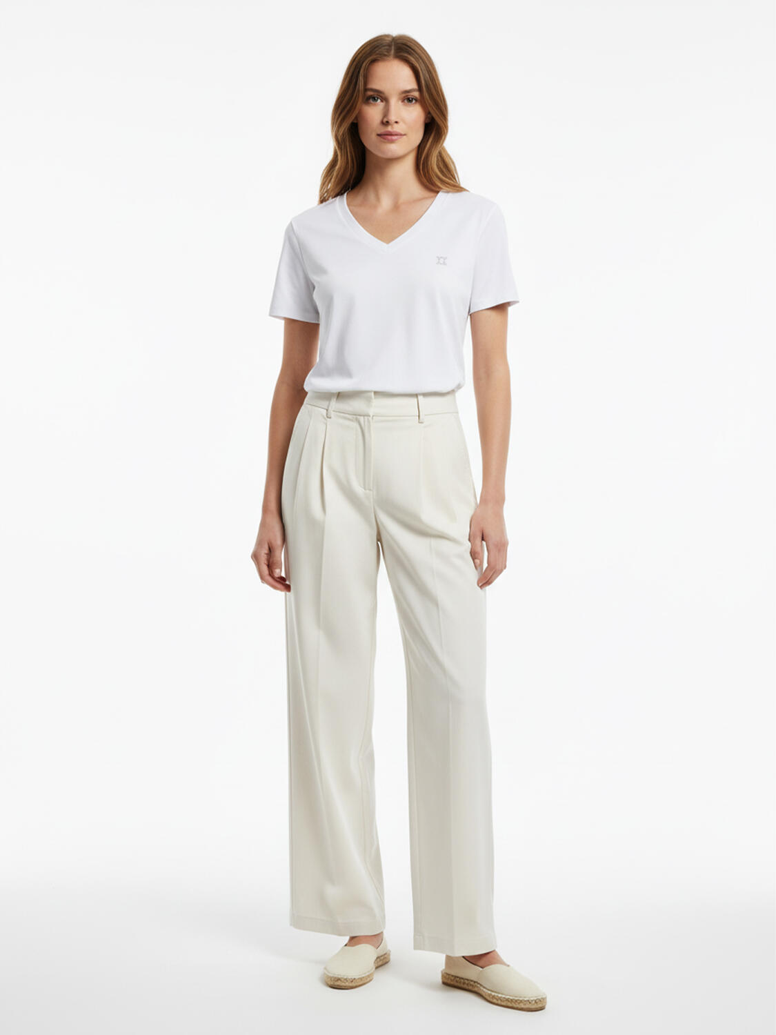 Beyaz Pamuk Dokulu Regular Fit Tişört - 2