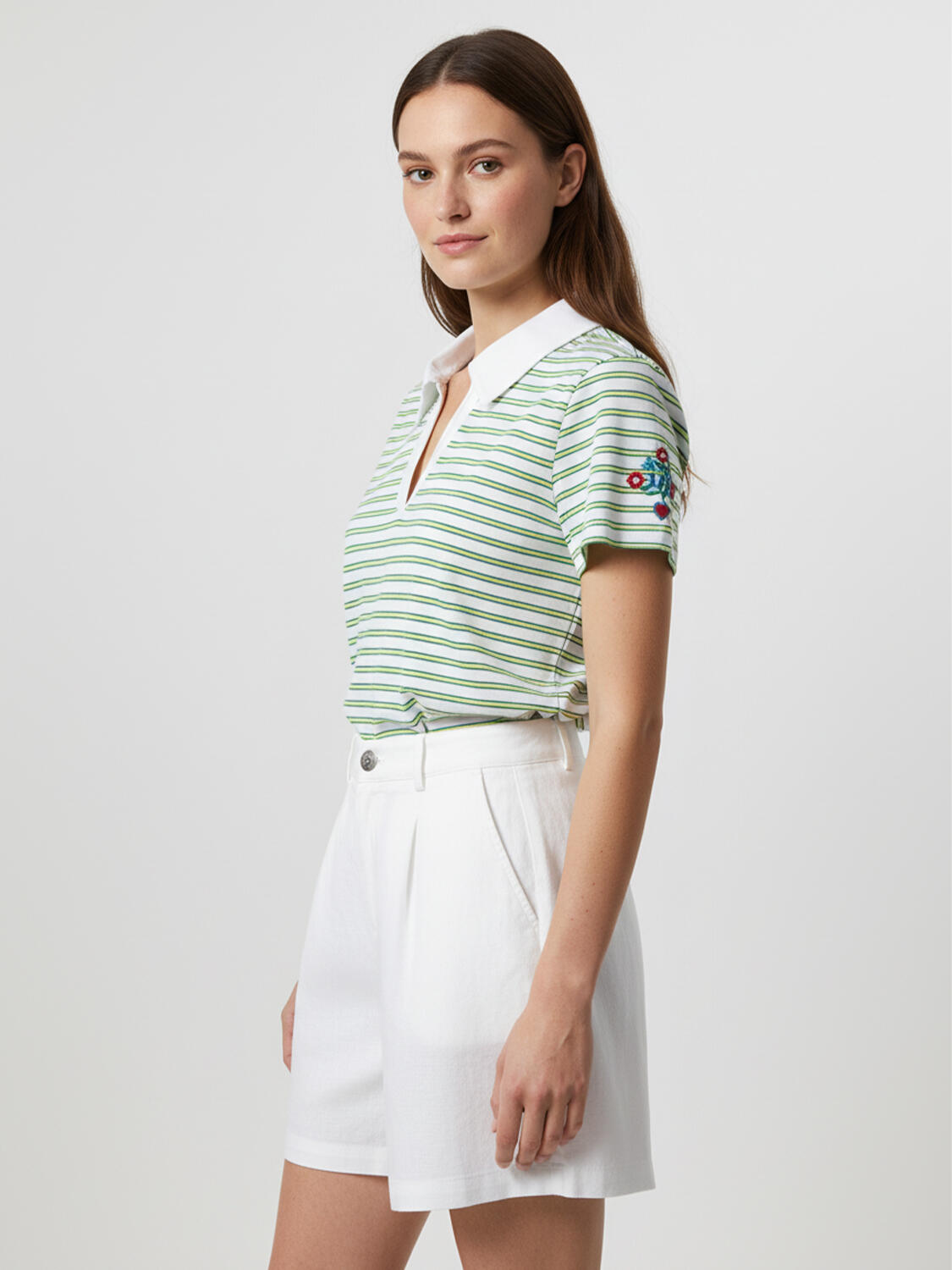 Beyaz Pamuk Dokulu Regular Fit Tişört - 3