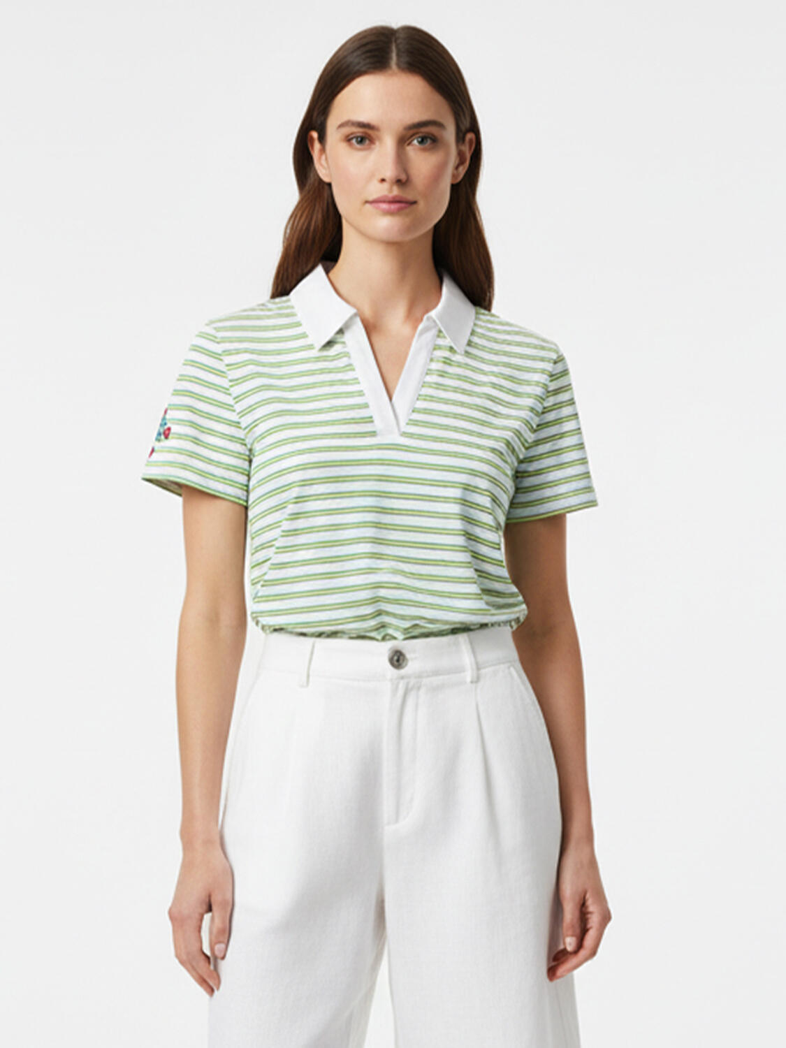 Beyaz Pamuk Dokulu Regular Fit Tişört - 1